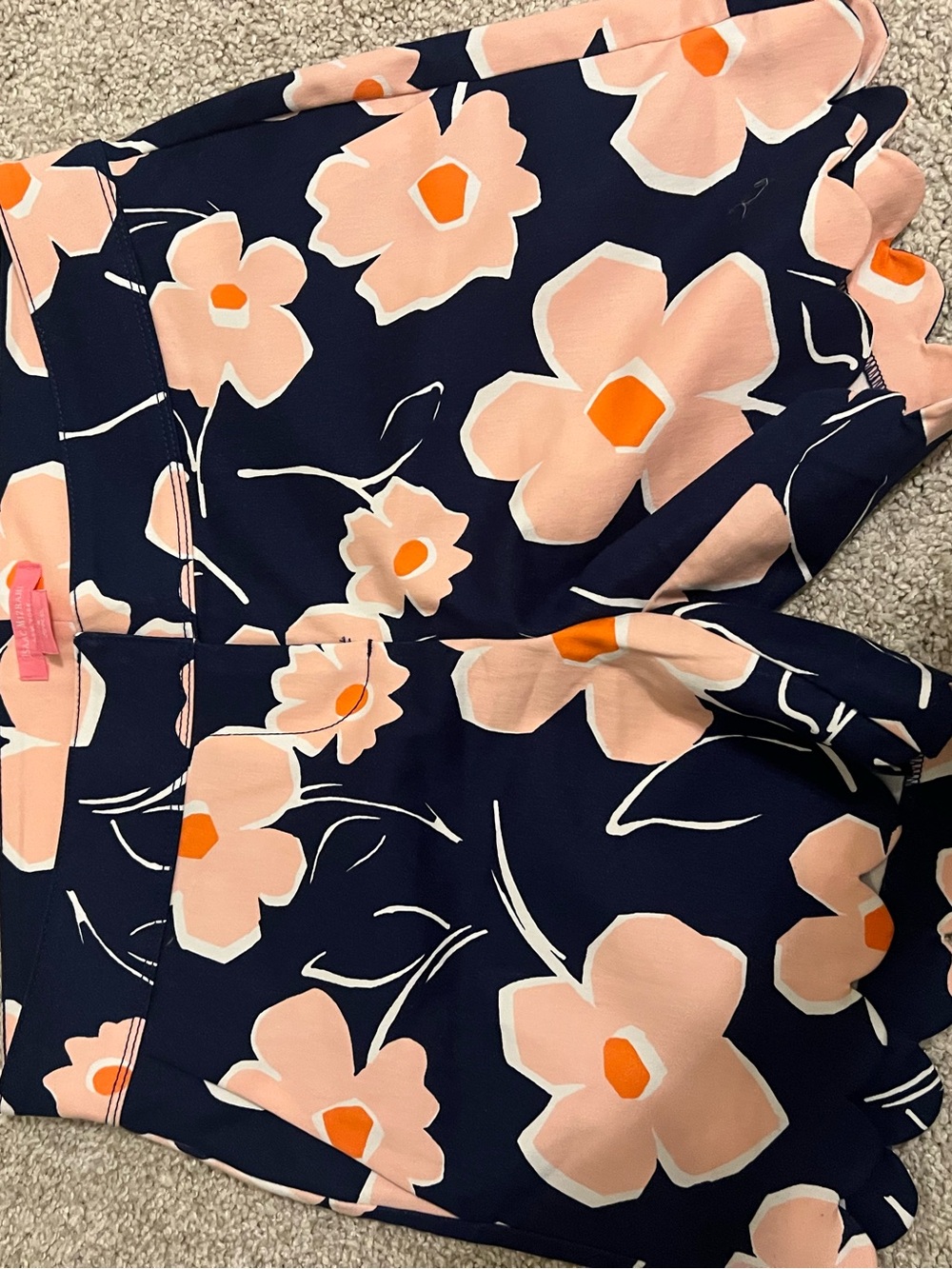 Isaac Mizrahi Navy Shorts with Peach & White Floral Print